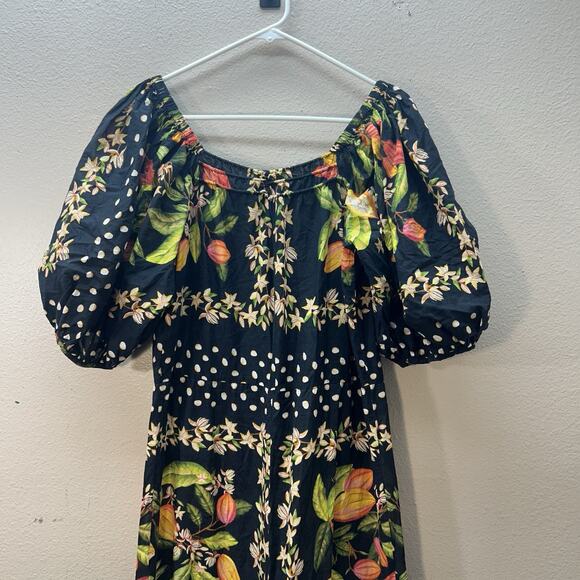 FARM Rio cocoa Paradise Maxi Dress SZ S 100% Cotton Anthropologie Boho Tropical - Picture 8 of 12